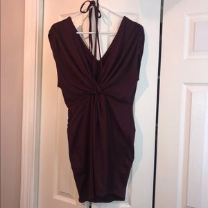 Plunge neck dress with front twist detailing